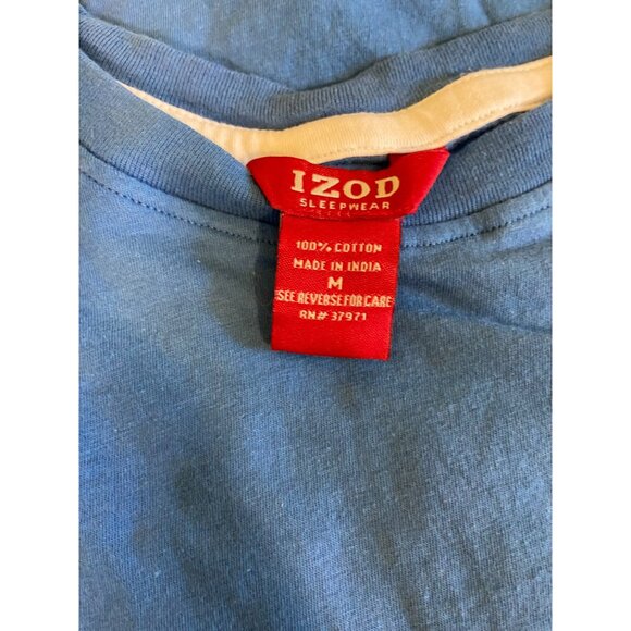 Izod Men Medium Blue Cotton T-Shirt Casual Classiccore Cozycore - Picture 4 of 7